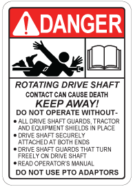 Decal - Rotating Drive Shaft Contact Can Cause Death